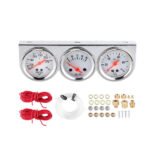 2'' 52mm Mechanical Chrome Triple Gauge Set Water Temp Oil Pressure Volt Meter
