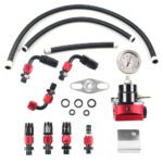 Universal Red Adjustable Fuel Pressure Regulator Kit Oil 0-100psi Gauge -6AN - Image 6