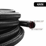 Black Fuel Hose Oil Gas Line AN4-AN6-AN8-AN10-AN12 Nylon/Stainless Steel Braided - Image 3