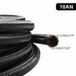 Black Fuel Hose Oil Gas Line AN4-AN6-AN8-AN10-AN12 Nylon/Stainless Steel Braided - Image 6
